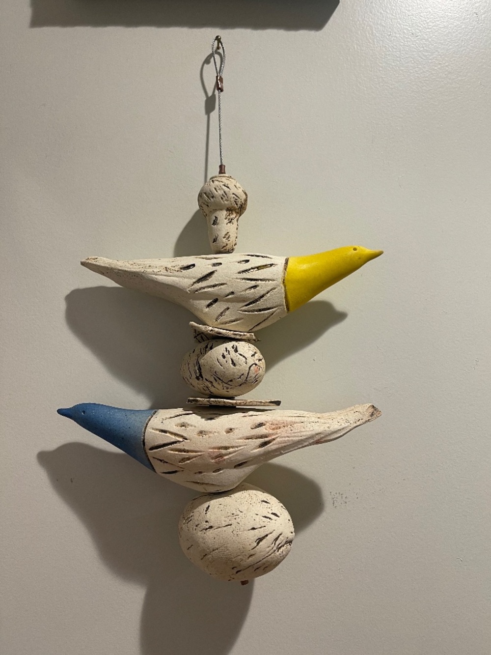 Stephen Fabrico Studio Pottery Bird And Egg Nests Porch Hanging Decor Yard Art